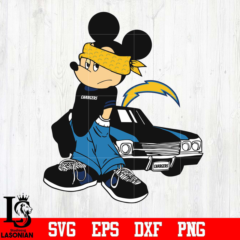Los Angeles Chargers Gangster Mickey Mouse svg, digital download.jpg