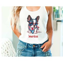 boston terrier patriotic puppy july 4th racerback tank, 4th o july shirts, unapologetic patriot puppie, dog 4th of july