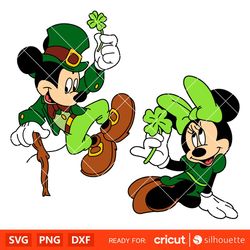 st. patrick mickey & minnie svg, lucky svg, st. patricks day svg, disney svg, cricut, silhouette vector cut file