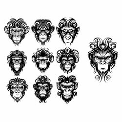 Crazy Monkeys SVG, Cool monkey svg, Monkey SVG, Monkey Svg bundle, Monkey clipart