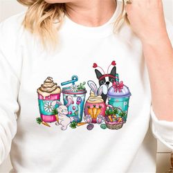 some bunny needs coffee sweater, easter coffee cups sweatshirt, boston terrier easter, boston terriers, easter bunny shi