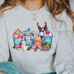 some bunny needs coffee sweater, easter coffee cups sweatshirt, boston terrier easter, boston terriers, easter bunny shi