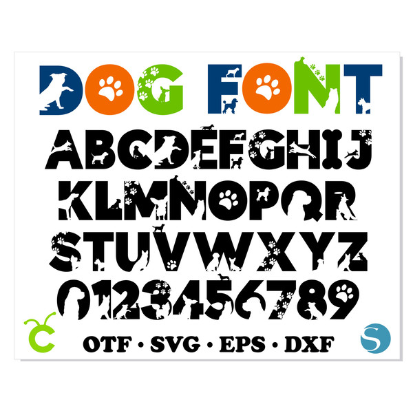 Dog Font SVG Cricut, Dog Font TTF, Paw font svg, Doggies Fon Inspire