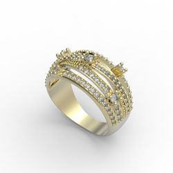 3d Model Of A Jewelry Ring For Printing. Engagement Ring And Earrings. 3d Printing
