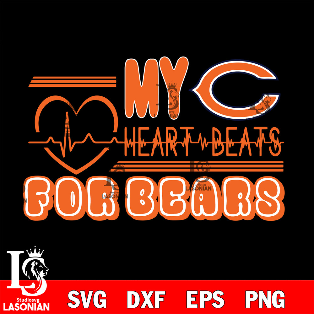 Chicago Bears heart Beats svg, digital download.jpg