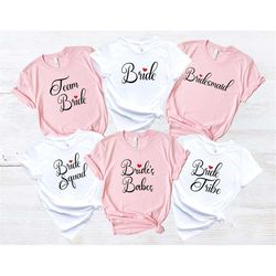bride shirt, team bride shirt, bride's babe shirt, bachelorette party shirt, bridesmaid party shirt, maid of honor shirt