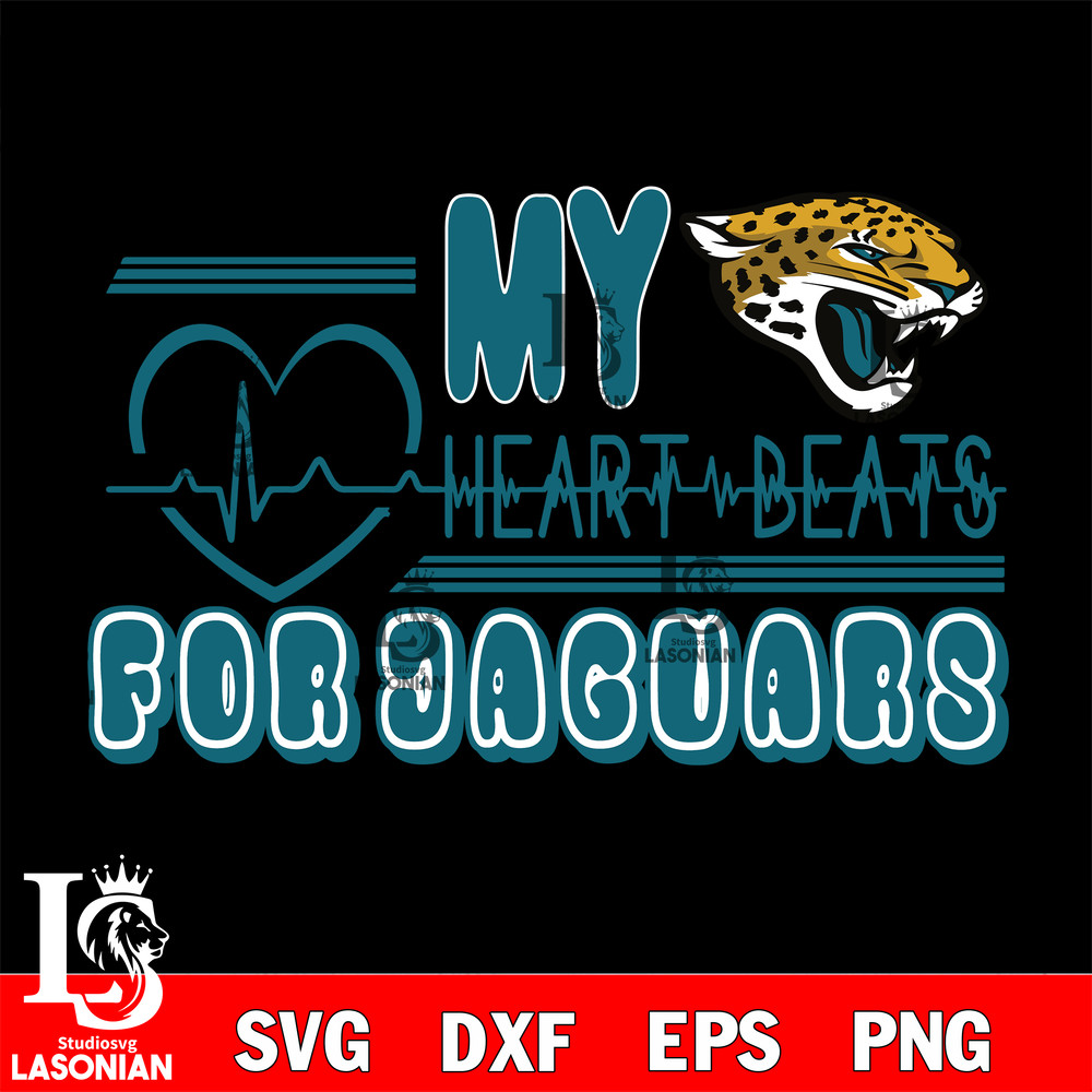 Jacksonville Jaguars heart Beats svg, digital download.jpg
