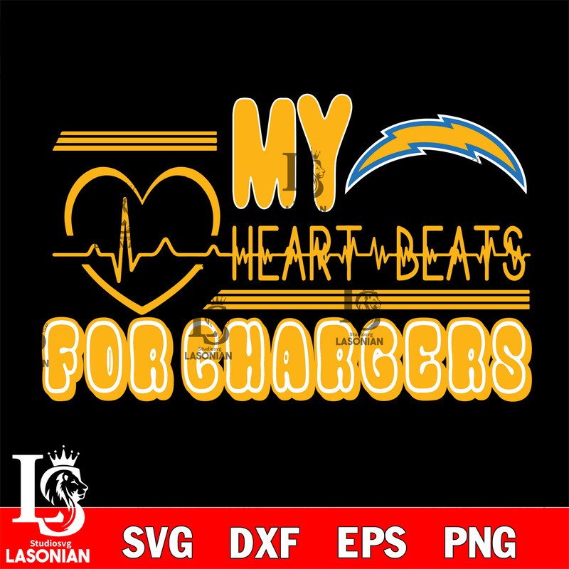 Los Angeles Chargers heart Beats svg, digital download.jpg