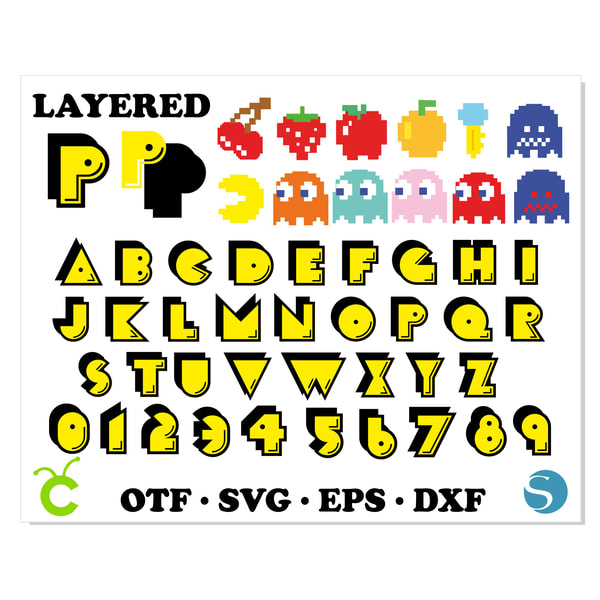 Pac Man Font SVG Bundle, Pac-Man Font SVG, Pacman Font PNG, | Inspire ...