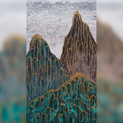 modern painting interior acrylic painting mountains abstract painting for home abstract art mountain painting as a gift