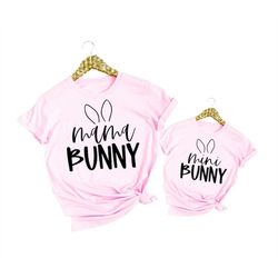 mama bunny mini bunny shirts - easter mommy and me outfit, matching easter bunny shirts, family matching easter,