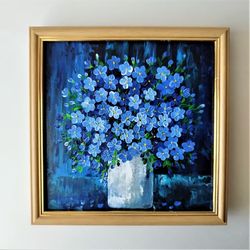 Forget-me-nots Acrylic Painting Bouquet Impasto Art Flower