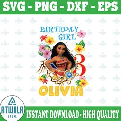 personalized name and ages, moana birthday girl png digital file birthday girl moana family   baby girl png moana prince