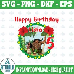 personalized name and ages, happy birthday png moana birthday girl digital file birthday girl moana family  baby girl mo