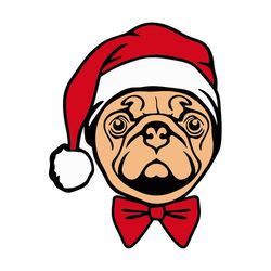 Christmas Dog Pug Santa Hat Svg Christmas,Christmas Svg, silhouette svg fies