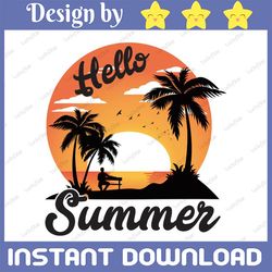 hello summer with sun png | clipart | printable