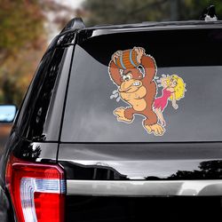 donkey kong sticker, donkey kong decal, donkey kong car sticker, anime car decal, anime sticker for car, decal for car