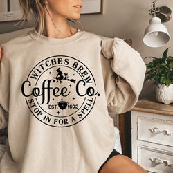 witches brew sweatshirt, halloween sweatshirt, funny coffee co crewneck sweatshirt, hall