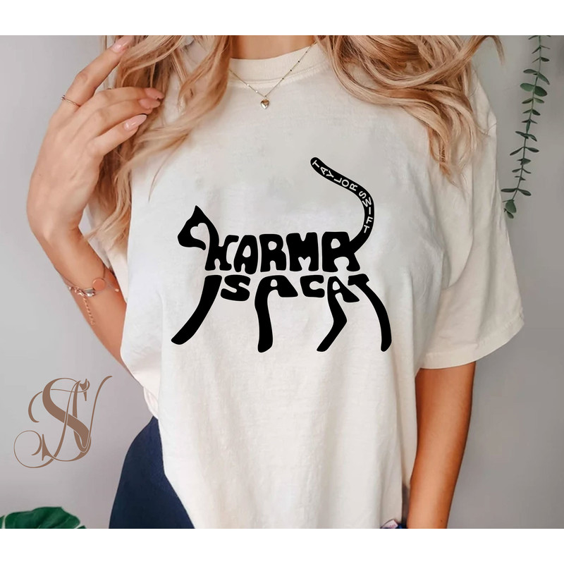 Karma Is A Cat Tshirt, Karma Merch Shirt, Midnights Album Shirt, Swiftie Gift For Her, The Eras Tour Shirt, Taylor's Version Shirt - 2.jpg