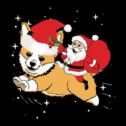 funny santa riding corgi christmas svg, corgi dog xmas svg, silhouette svg fies