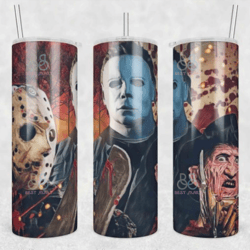 halloween horror characters tumbler, tumbler wrap, 20oz tumbler straight