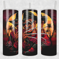 freddy krueger tumbler wrap, horror tumbler wrap, 20oz skinny png