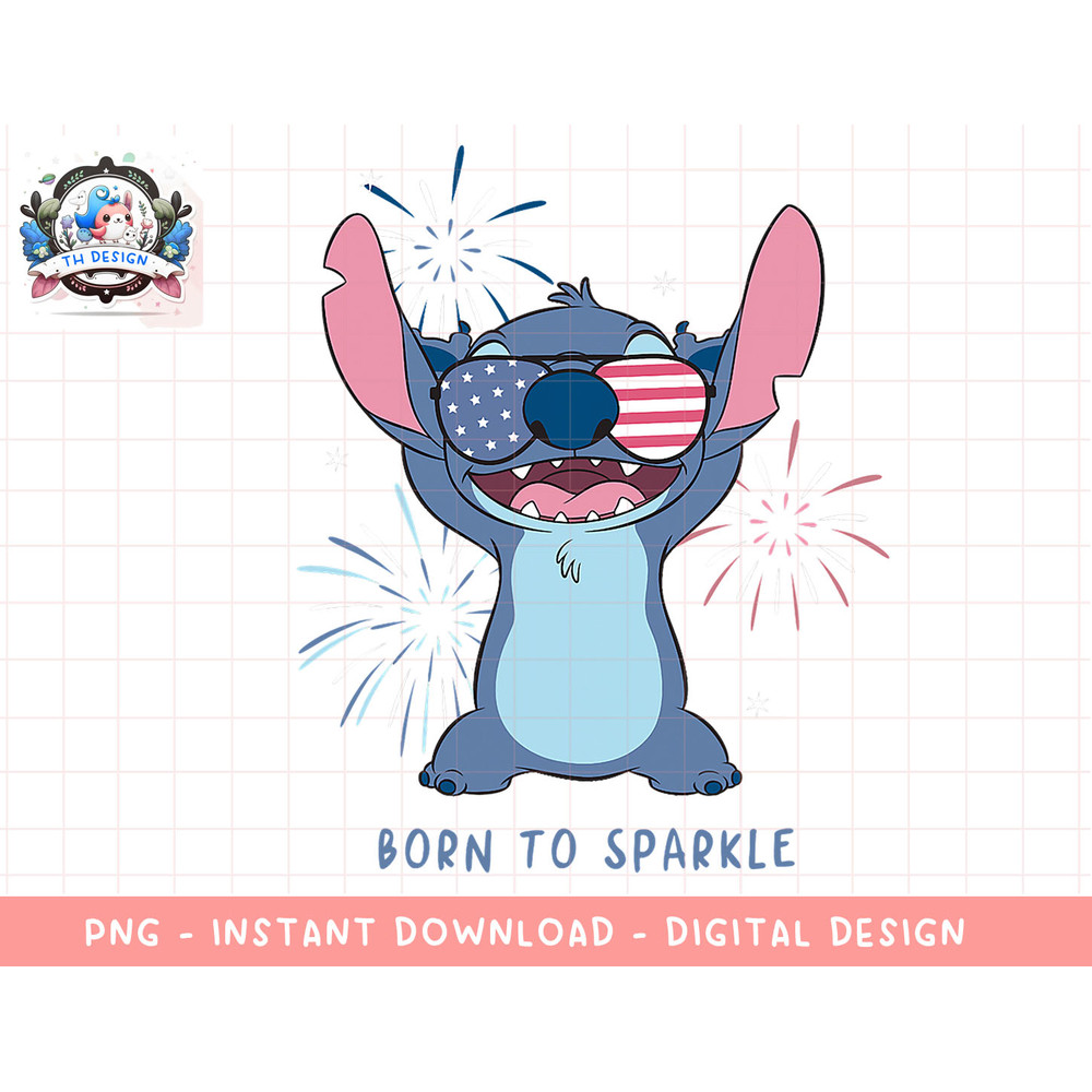 Disney Lilo & Stitch 4th Of July Born To Sparkle Americana png, sublimation.jpg