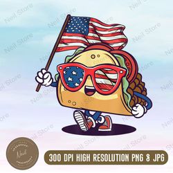 taco sunglasses american flag usa funny 4th of july digital png, png high quality, png, digital download
