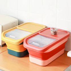 13 LB Collapsible Cat Dog Food Storage Container Folding Pet Food Container With Lids Sealing Box kitchen Grain Storage