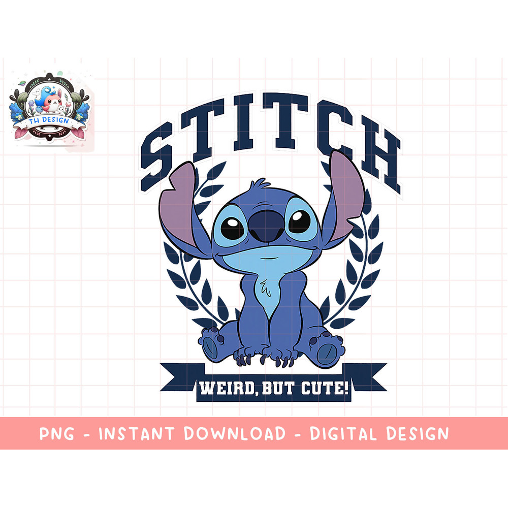 Disney Lilo & Stitch Collegiate Weird but Cute! png, sublimation.jpg