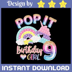 9th Birthday Girl Pop It Png, Birthday Girl Pop It Rainbow Png, Girl Pop It Birthday Png, Birthday Girl Png, Pop It Png,