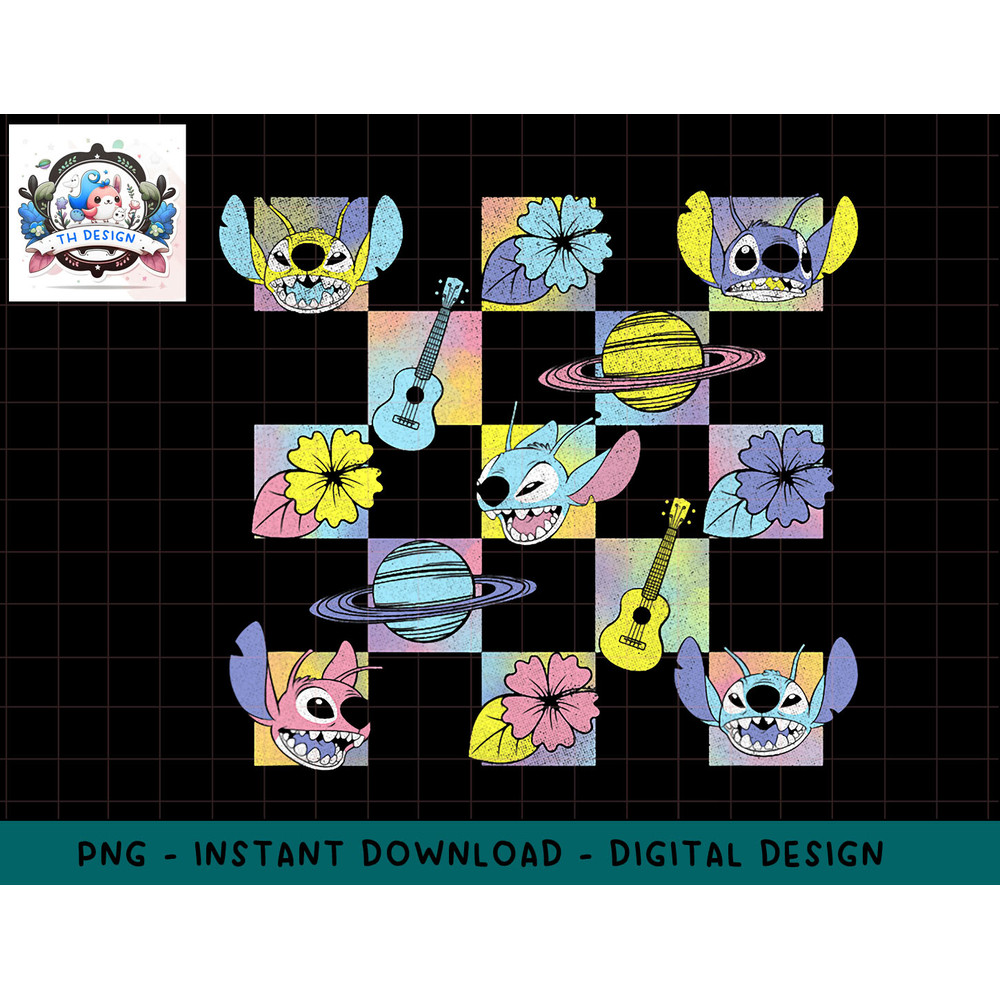 Disney Lilo & Stitch Colorful Checkered Stich Grid png, sublimation.jpg
