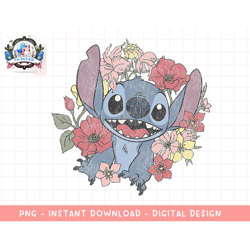 Disney Lilo & Stitch Floral Circle Stitch png, sublimation.jpg