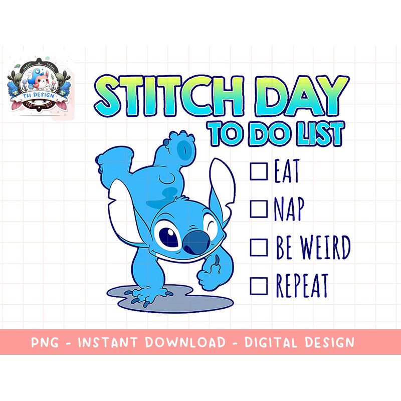 Disney Lilo & Stitch Handstand Stitch Day To Do List png, sublimation.jpg