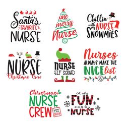 hristmas nurse svg, bundle elf squad svg, holiday nurse svg, silhouette svg fies