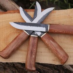 handmade 1095 steel beautiful steak knives and wood carving knives set with wood handle