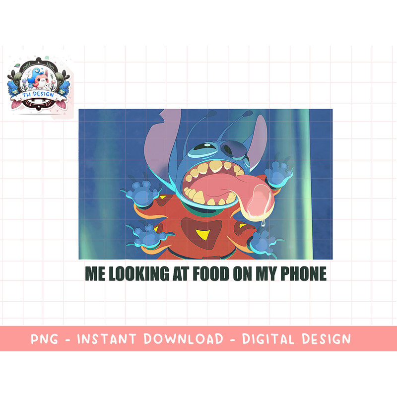 Disney Lilo & Stitch Me Looking At Food On My Phone png, sublimation.jpg