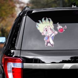 dr stone decal, senku sticker for car, dr stone sticker, anime car decal, anime decal for car, doctor stone car sticker