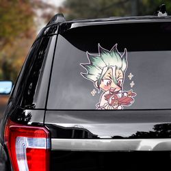 dr stone decal, senku sticker for car, dr stone sticker, doctor stone car sticker, anime decal for car, anime car decal