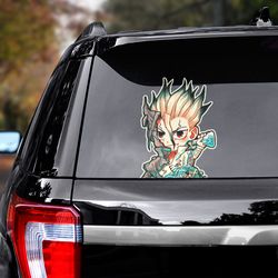 dr stone sticker, senku sticker for car, dr stone decal, doctor stone car sticker, anime decal for car, anime car decal
