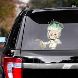 doctor stone car sticker, senku sticker for car, dr stone decal, dr stone sticker, anime car decal, anime decal for car