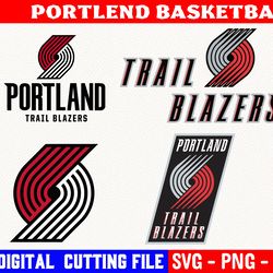 portland trail blazers basketball team bundle, portland basketball, clipart png vinyl cut file, cricut, silhouette files