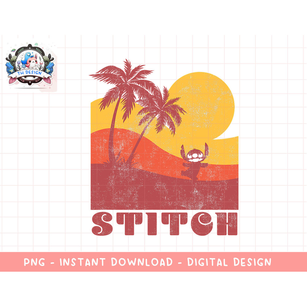 Disney Lilo & Stitch Retro Sunset Poster png, sublimation.jpg