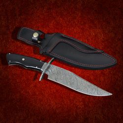 custom handmade knife damascu steel with leather sheath hand forged knife outdoor knife mk5121m gift