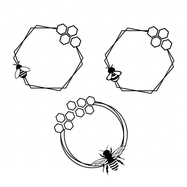 Transparent Bee Frame Honey Bee Frame SVG, PNG, PDF, Hexagon frame svg - Inspire Uplift
