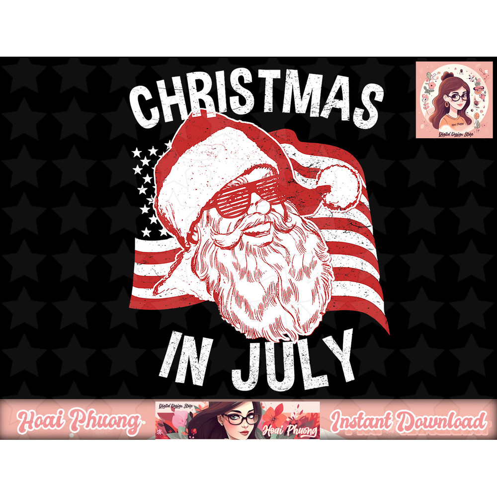 Christmas In July Shirt Retro Hipster Santa 4th of July png, instant download.jpg