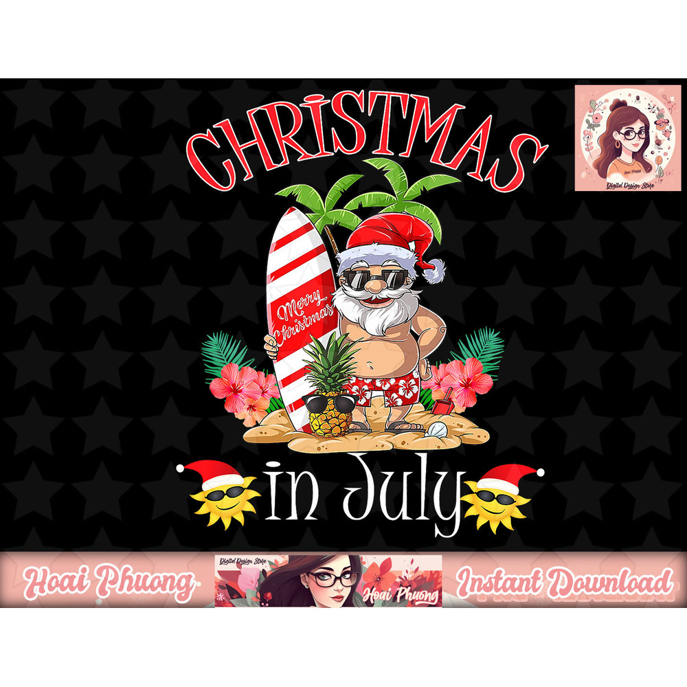 Christmas In July T Shirt Funny Santa Summer Beach Vacation png, instant download.jpg