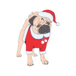pug santa xmas christmas,christmas svg, silhouette svg fies