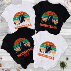 personalized momzilla, dadzilla birthday shirt, custom dinosaur family matching t-shirt, birthday boy party tee, birthda