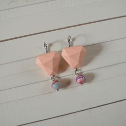 Geometric Earrings Peach pastel